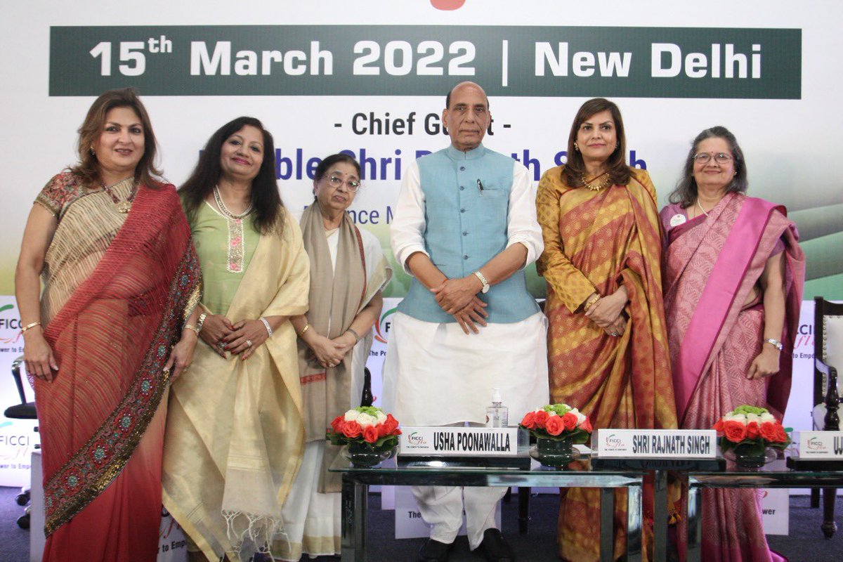 rajnathsingh's tweet photo. Had a wonderful interaction with the members of @FICCIFLO today. Delivered a keynote address at the event and exhorted them to positively contribute in India’s growth story.

Women have a big role to play in placing India among the world’s top 3 economies. https://t.co/63b4goiFjQ https://t.co/JW4M26BXTb