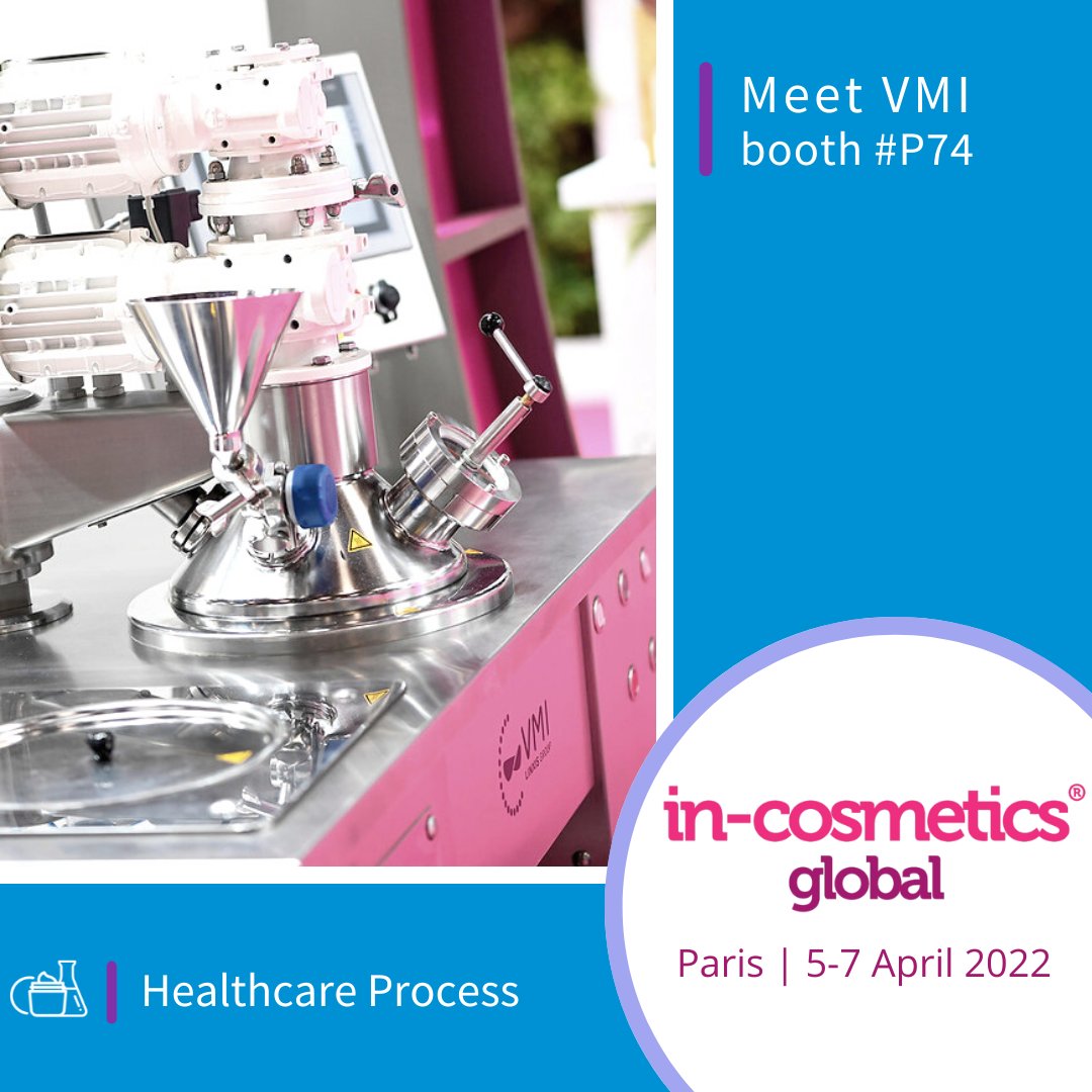VMI_Mixing's tweet photo. [Healthcare Process]📍Join us at @incosmetics Paris from April 5-7 to get an inside look at the global personal care industry. Stop by our booth #P74 to see our latest #mixing technology and exchange about production processes.
➡ Pre-register for free: https://t.co/3oYfTPjZyz https://t.co/aWAjc81K3W