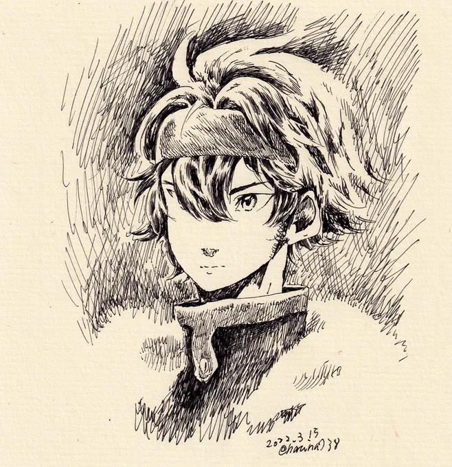 ボールペン一発描きベネさん。
電車の中で描いてました。 