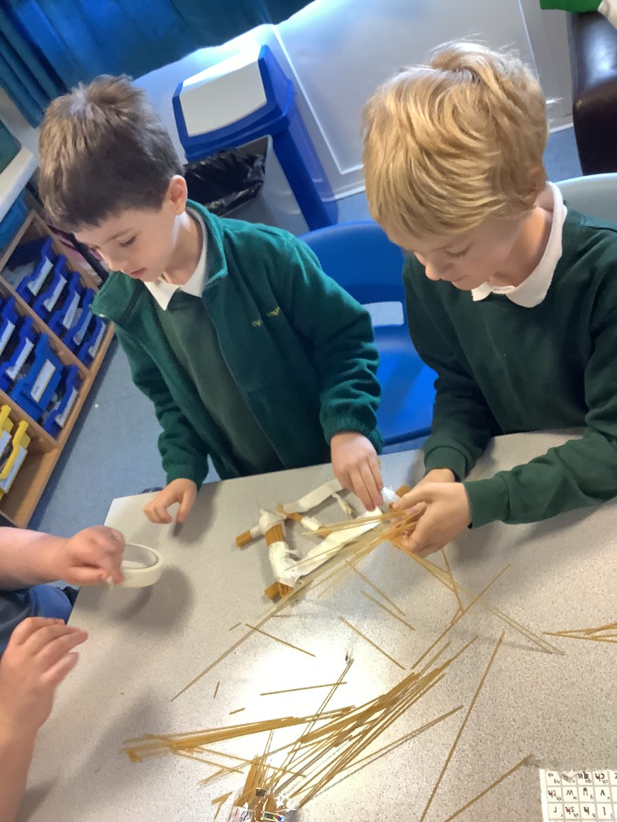 nylandcampus's tweet photo. Westbury class made bridges out of spaghetti to see which shapes made them stronger they then tested them by seeing how many books their bridges could hold, was close but pretzel bridge stole it holding 38 books and could of held more! #shapes #teamwork #handsonmaths #seetolearn https://t.co/2aBWnBkPnj