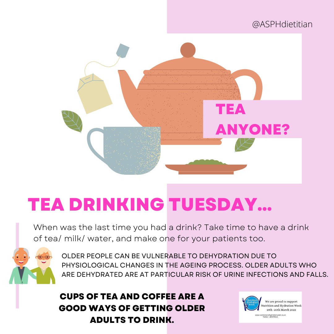 ASPHdietitian's tweet photo. Have you had a drink today?🥛☕️🫖💧Hydration is really important for everyone #teadrinkingtuesday @NHWeek @radiowey @ASPHFT https://t.co/nim8nR0yti
