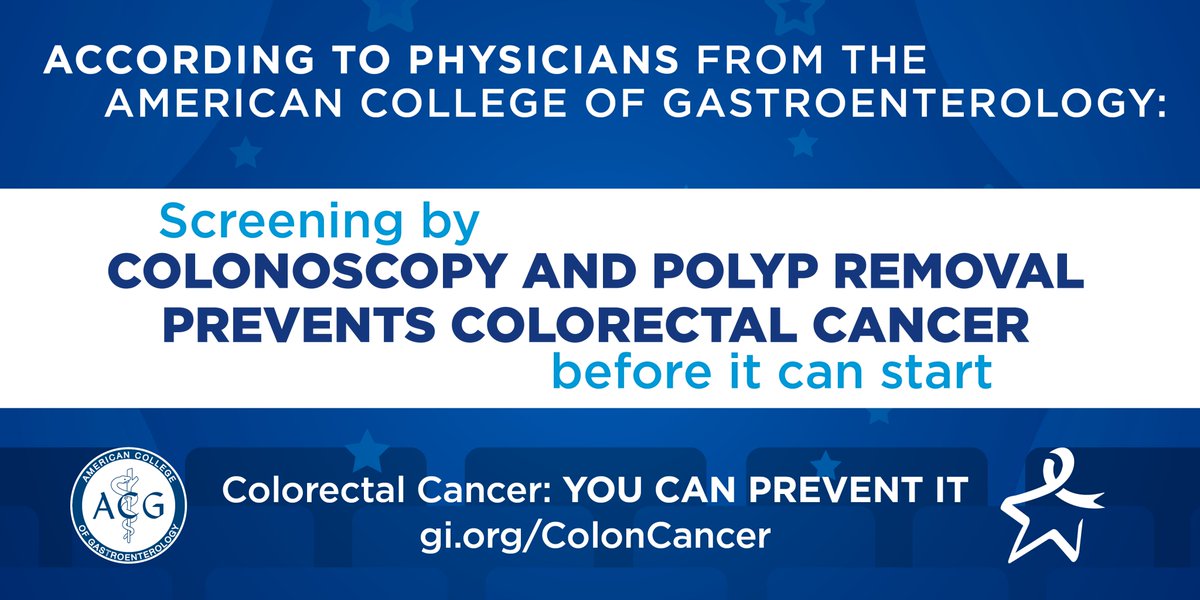 For March #ColorectalCancerAwarenessMonth a message on the Power of Prevention

#ColorectalCancerPrevention

With #Colonoscopy doctors can 
🔎Find a Polyp
⚠️Remove a Polyp
🚫Interrupt the natural progression from Polyp to #ColorectalCancer 

gi.org/coloncancer