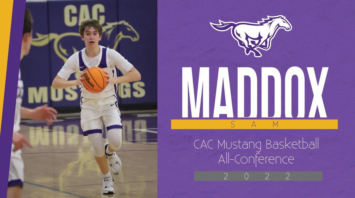 CACAthletics's tweet photo. Congratulations to Mustang Basketball player Sam Maddox β named All-Conference for 2021-22! #CACmustangs https://t.co/FZa98OLDr9