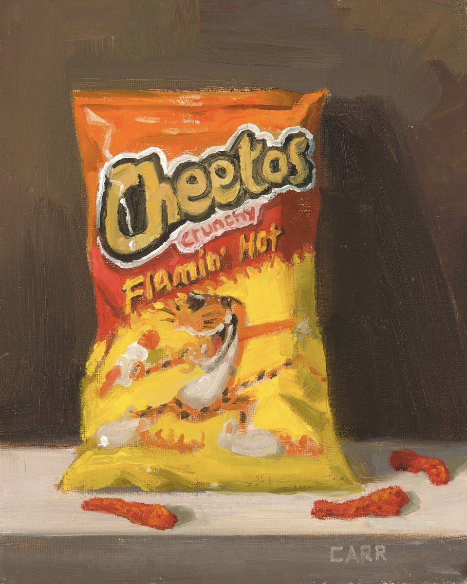 My oil painting of Flamin’ Hot Cheetos!