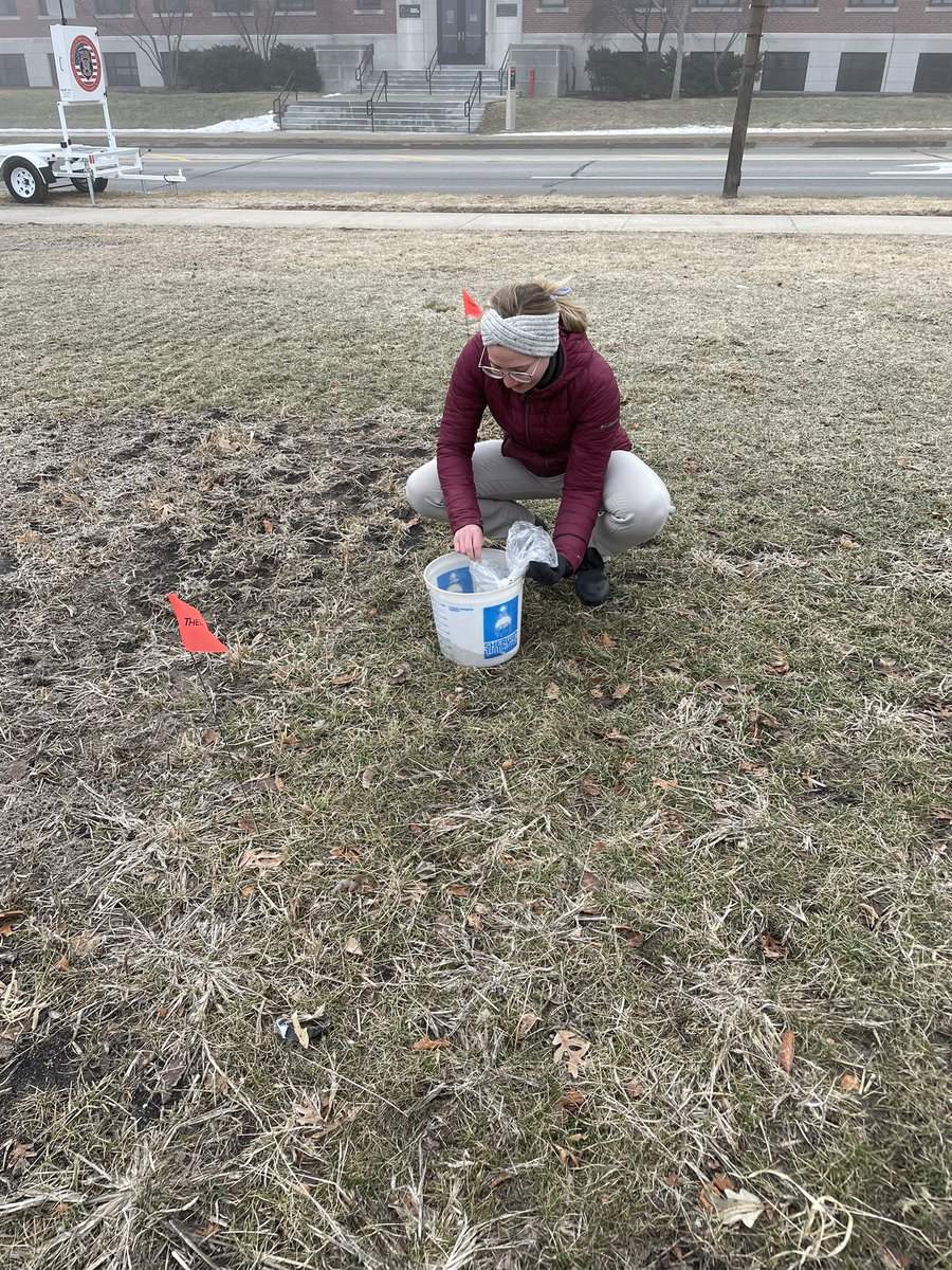 Kelsey_E_Fisher's tweet photo. Spent the morning spreading prairie seed mix over the building footprint of my first PhD office. https://t.co/CY5sKHz8Vt