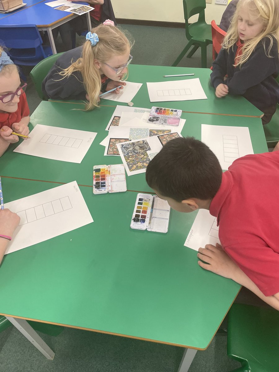 KMSMissKerridge's tweet photo. We are enjoying investigating work by William Morris and using watercolours to create different shades of the same colour. https://t.co/SbX5Lr060K