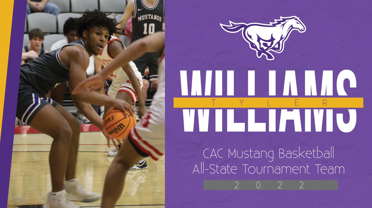 CACAthletics's tweet photo. Congratulations to Mustang Basketball player Tyler Williams β named All-State Tournament for 2021-22! #CACmustangs https://t.co/F6nz76P72C
