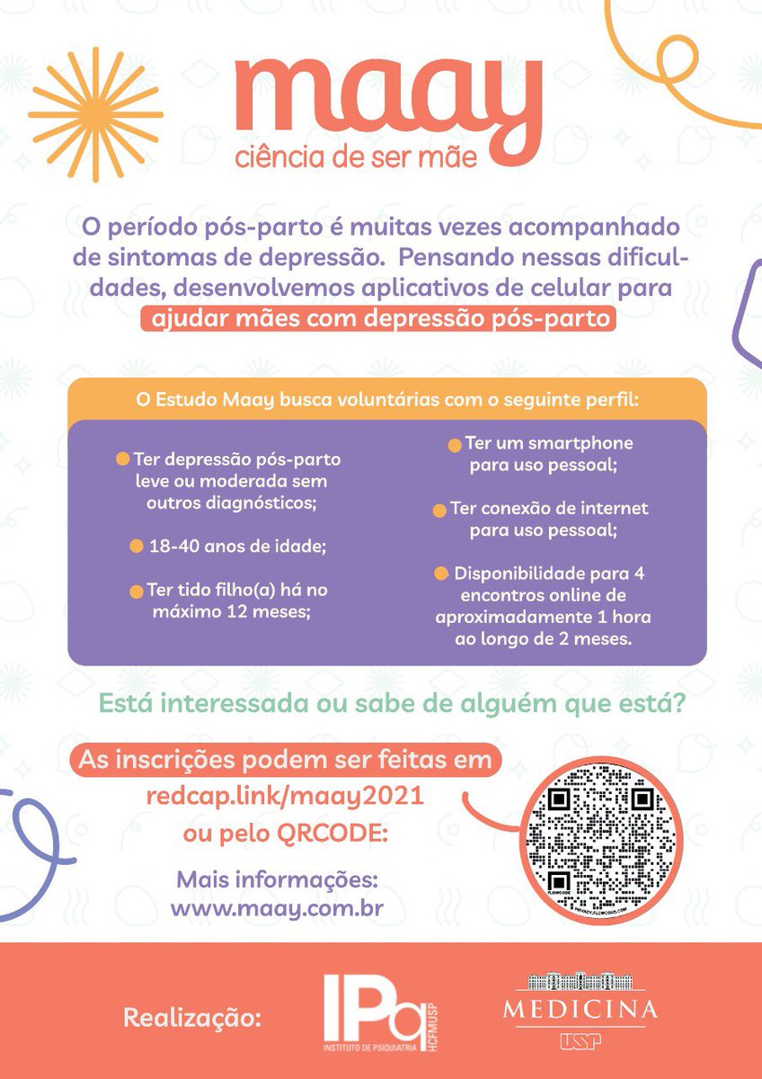 josegallucci's tweet photo. 👉IPq abre triagem para estudo usando orientações via aplicativo de celular em depressão pós parto. Estudo do @d_fatori coordenação do Prof. @gvpolanczyk. Informações abaixo: https://t.co/hqNBy1bRWZ