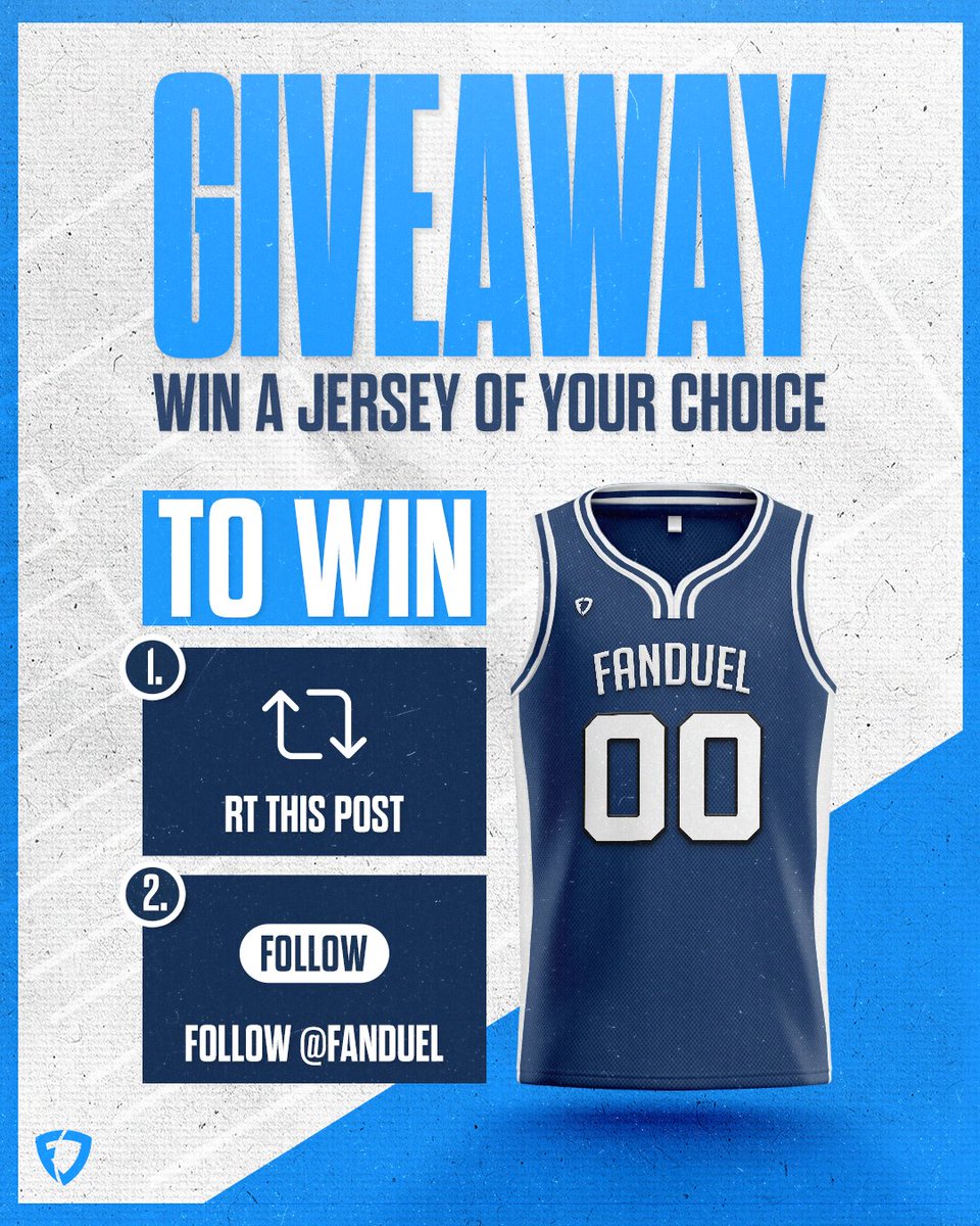 FanDuel's tweet photo. 🚨 GIVEAWAY ALERT 🚨 

To celebrate the start of the NCAA Tournament, we're giving away a basketball jersey of your choice! 

 To enter the sweepstakes:
1️⃣ RT this
2️⃣ FOLLOW us: @FanDuel

One random winner will be chosen on 3/28
Rules: https://t.co/4lVQoTdlWK https://t.co/uzvwxEtb0s