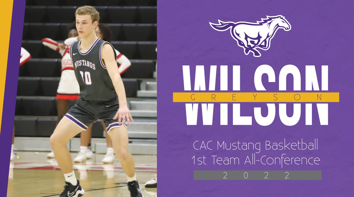 CACAthletics's tweet photo. Congratulations to Mustang Basketball player Greyson Wilson β named 1st Team All-Conference for 2021-22! #CACmustangs https://t.co/HhOBwff2dJ
