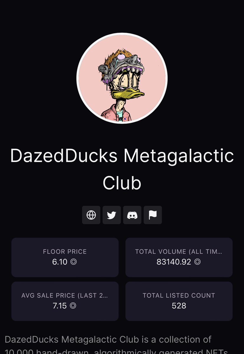 Cwdingo's tweet photo. Daily DazedDucks Update @DazedDucks #DDMC #DazedDucksMetagalacticClub #DazedDucksNFT #DazedDucks #BlueChip #NFTs #Solana Floor price holding. 83000 Sol 🚀 listings over 500. Still so many things coming out. Looks like snipe time🦆🦆🦆 https://t.co/ZAzsd55xOX