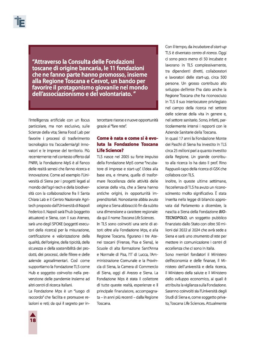 fondazionemps's tweet photo. #storiedicopertina su #ToscanaEconomy: parliamo di #innovazione facendo rete e sistema con il #territorio e favorendo l'incontro fra #pubblico e #privato.
Leggi l'intervista completa a #CarloRossi #presFMPS👉🏼https://t.co/cRljvvAtxc #InsiemeConFMPS https://t.co/IEIFqvueVn