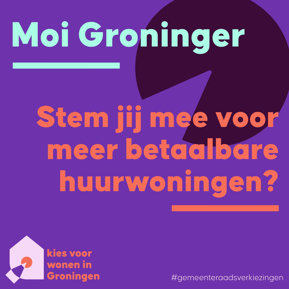 Een fijn thuis is belangrijk! De gemeentelijke politiek bepaalt hoe wij als Groningers wonen. Denk daarom bij je keuze voor een partij ook aan jouw woontoekomst. Ga stemmen en kies voor wonen in Groningen. 
#gemeenteraadsverkiezingen