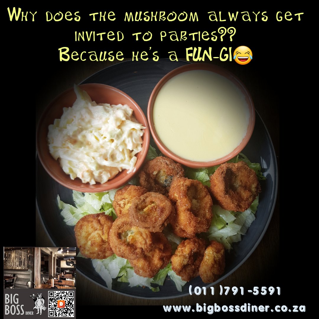 BigBossDiner's tweet photo. Mid-month-blues?? Try our crumbed mushrooms with cheese sauce, for R65 😋 #familyrestaurant #bestburgers #foodlovers #alcoholicdrinks #jozistyle #bigbossdiner #Chillout #DiiD https://t.co/gLjweoba2t