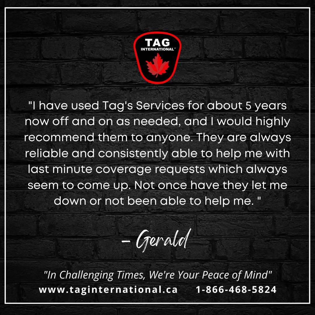 TagInternation3's tweet image. Gerald, thank you for taking the time to write us a review and for your continued business. We value you as a client and your time. 

Email info@taginternational.ca
☎️ 1-866-468-5824
taginternational.ca