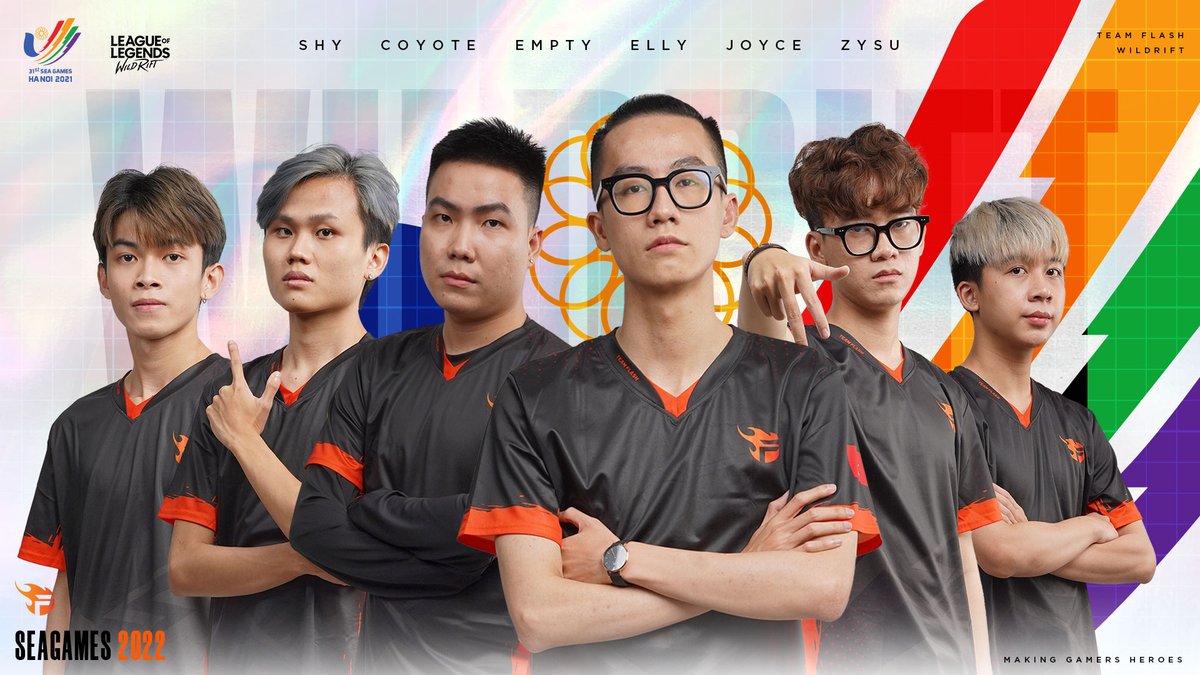 teamflash_gg's tweet photo. Our #FlashWR marks the base and are ready to bring Vietnam🇻🇳 with pride at the SEA Games 31🏆 

🔥FL.Shy
🔥FL.Elly
🔥FL.Zysu
🔥FL.Empty
🔥FL.Joyce
🔥FL.Coyote

"𝙁𝙤𝙧 𝘼 𝙎𝙩𝙧𝙤𝙣𝙜𝙚𝙧 𝙎𝙤𝙪𝙩𝙝𝙚𝙖𝙨𝙩 𝘼𝙨𝙞𝙖" - #SeaGames31

#TeamFlash #MakingGamersHeroes #WildRift https://t.co/CjqgeOSc4w