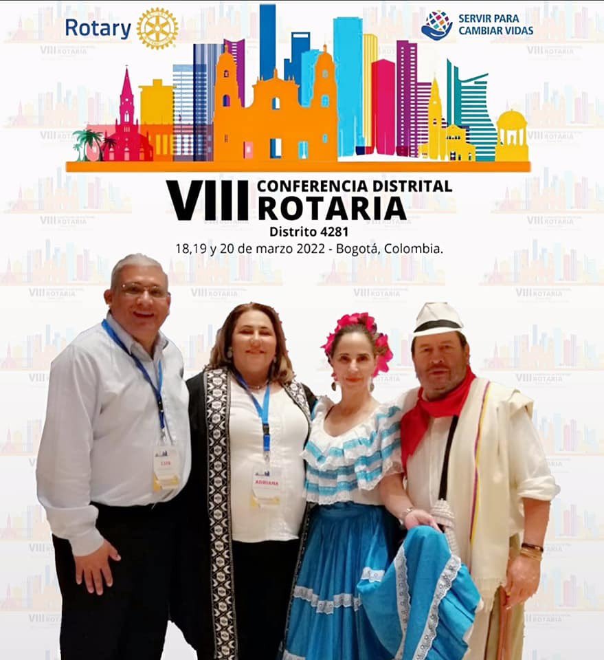 Rotary4281's tweet photo. Bienvenidos a Colombia Adriana Villalba y Luis Ernesto Benítez Villalobos, quien será el representante del Presidente de RI, Shekhar Mehta, en la Conferencia del Distrito 4281, que da inicio este viernes en el hotel Sheraton de Bogotá.
#laconferenciadelreencuentro
#Distrito4281 https://t.co/gKtWoQzTTF