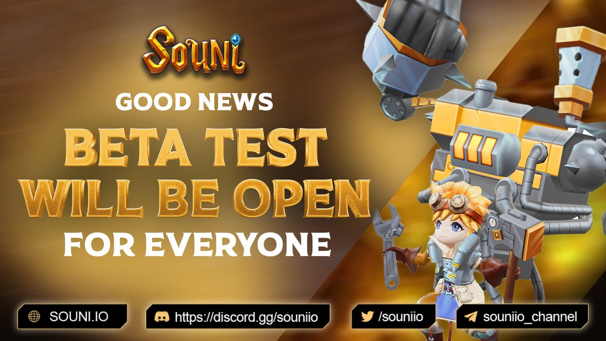 souniio's tweet photo. 🔔GOOD NEWS: We have decided to open for EVERYONE to join the fantastic world of #SOUNI BETA TEST! In addition, we will be airdropping Level 3 assets &amp; #NFTs in Beta Test for the first 250 submissions

📔Details: https://t.co/xQiOkAw9YJ
Or Medium: https://t.co/rIdwxezBwH https://t.co/Ysa9G9SVns