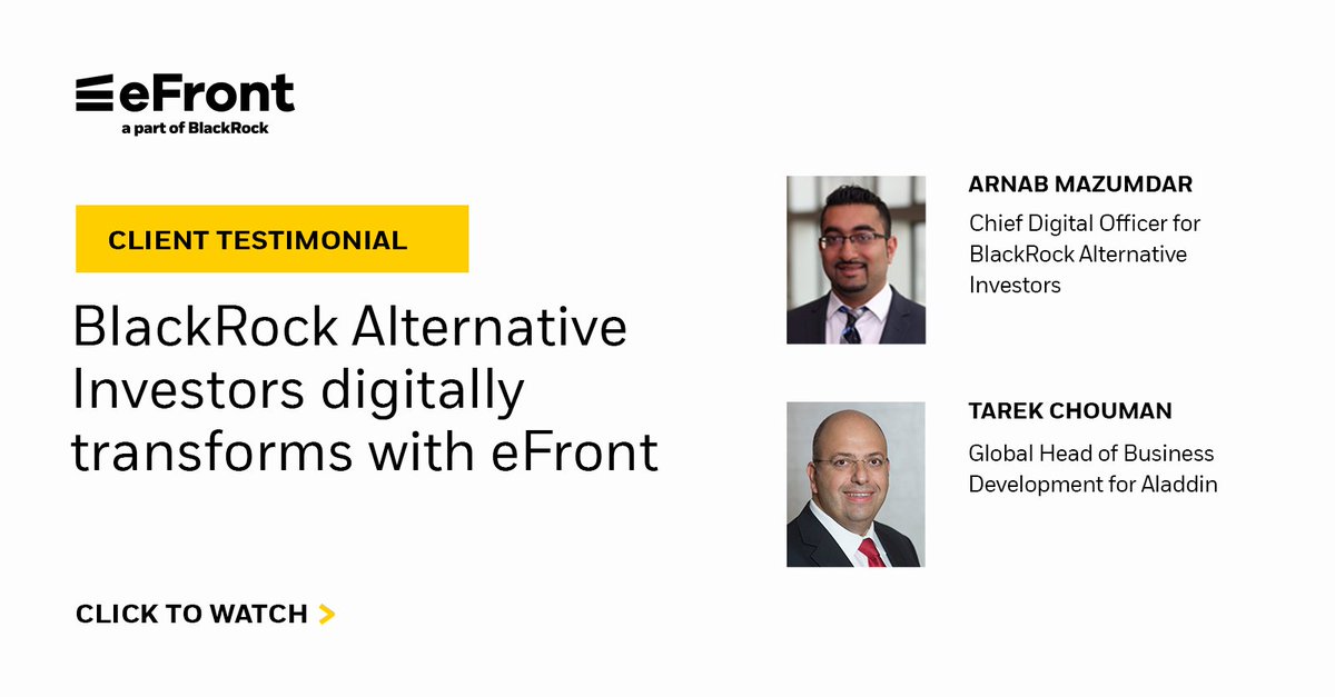 eFrontFinancial's tweet photo. Watch Arnab Mazumdar, Chief Digital Officer for BAI, explain how, with #eFront, BAI has an end-to-end platform, allowing them to have a real-time investment book of record for the first time. Full video: https://t.co/Lto6qGVYed
#PrivateEquity #AlternativeInvestments https://t.co/5A3iupoTEo