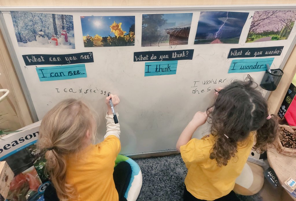 eps_diamond's tweet photo. Today we enjoyed writing in our science area. We used our sentence stems to write different things about different weather. ❄🌤🌧🌩🌥 https://t.co/hgGCLJyFoB