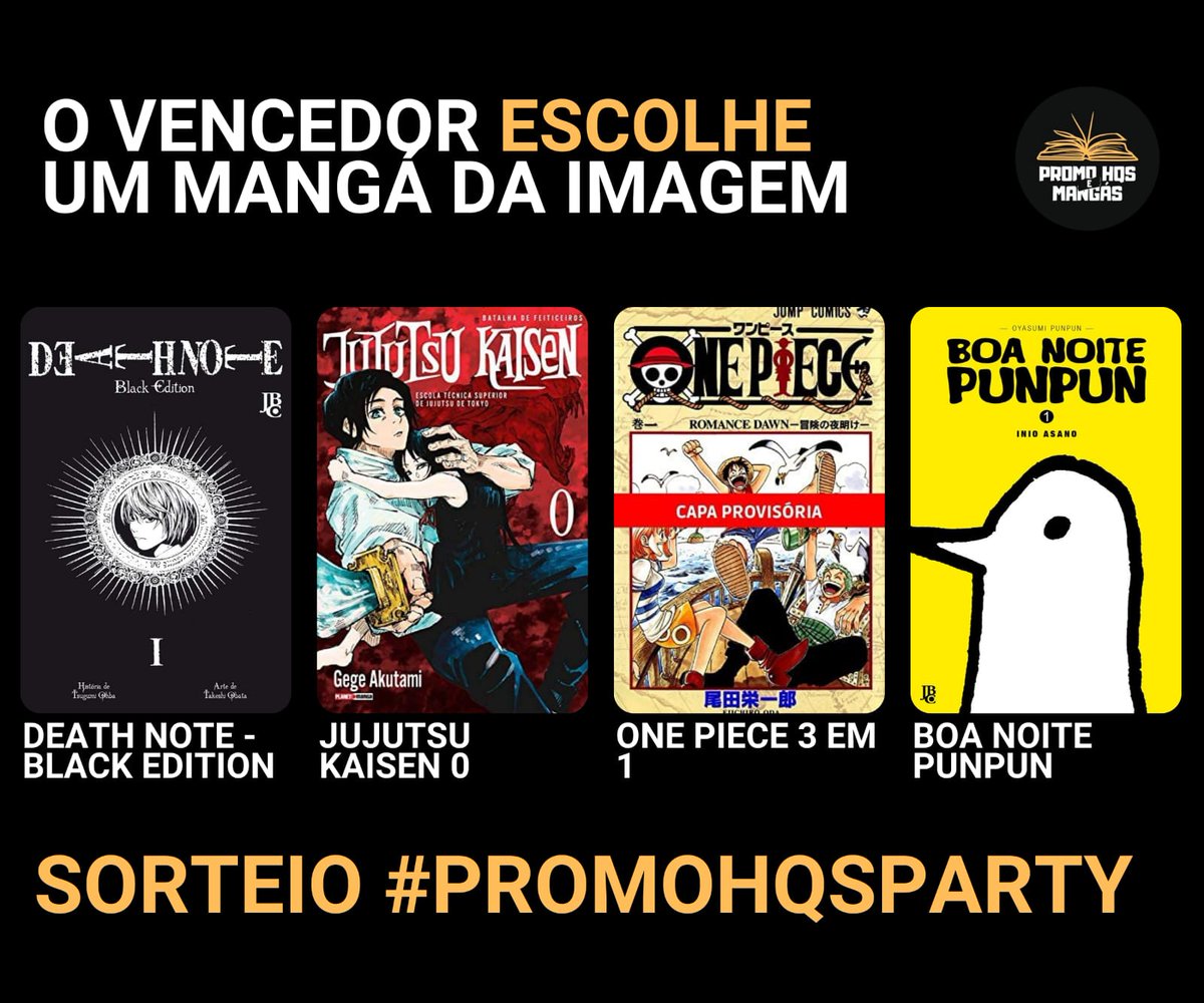 AvisoDeOferta's tweet photo. ⚡Sorteio Relâmpago #PromoHQsParty

✅Regras:
- Seguir @PromoHqs e @AvisoDeOferta
 - Dar RT
- Comentar o mangá que vai escolher se ganhar

📌Resultado amanhã às 12hrs https://t.co/eXzTrzUzKV