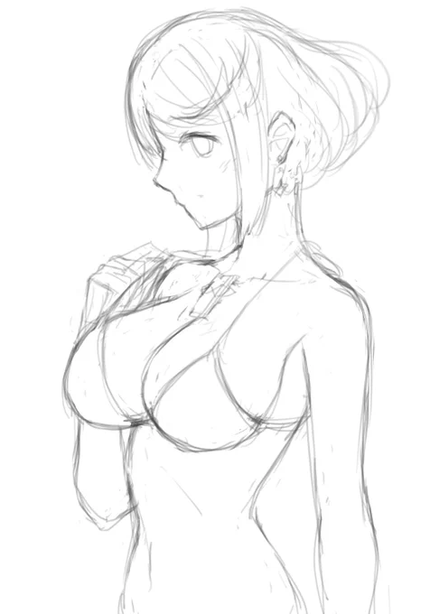 いいおっぱいと横顔を描くぞ〜💪('ω'💪) 