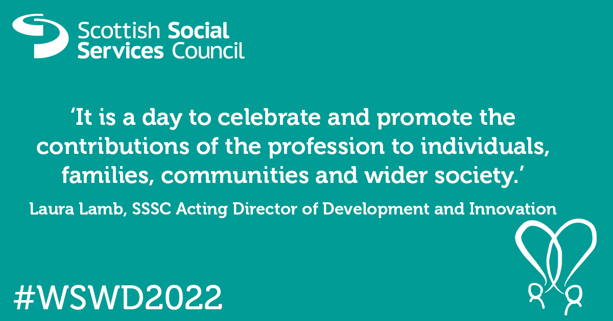 Hear from our Acting Director of Development and Innovation, @SSSCLauraLamb, as she explains what the SSSC is doing this World Social Work Day:   ow.ly/7sk450IjN0R 

#WSWD2022 #SocialWorkWeek2022 #SSSC20Years