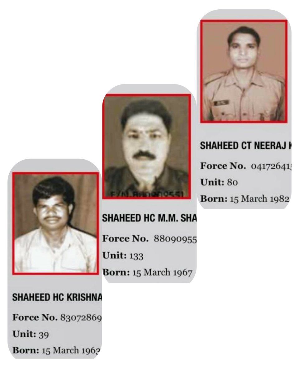 priority_n's tweet photo. Born on Same Day different years
Daunted the Uniform of @crpfindia
Shared the Cause"Service before Self"
Bothers in Arms Immortalized for us.
Happy Birthday Heroes
HEAD CONSTABLE KRISHNA PAL #39BN
HEAD CONSTABLE M.M. SHARMA #133BN
CONSTABLE NEERAJ KUMAR #80BN
#KnowYourHeroes https://t.co/Exyga4mfLP