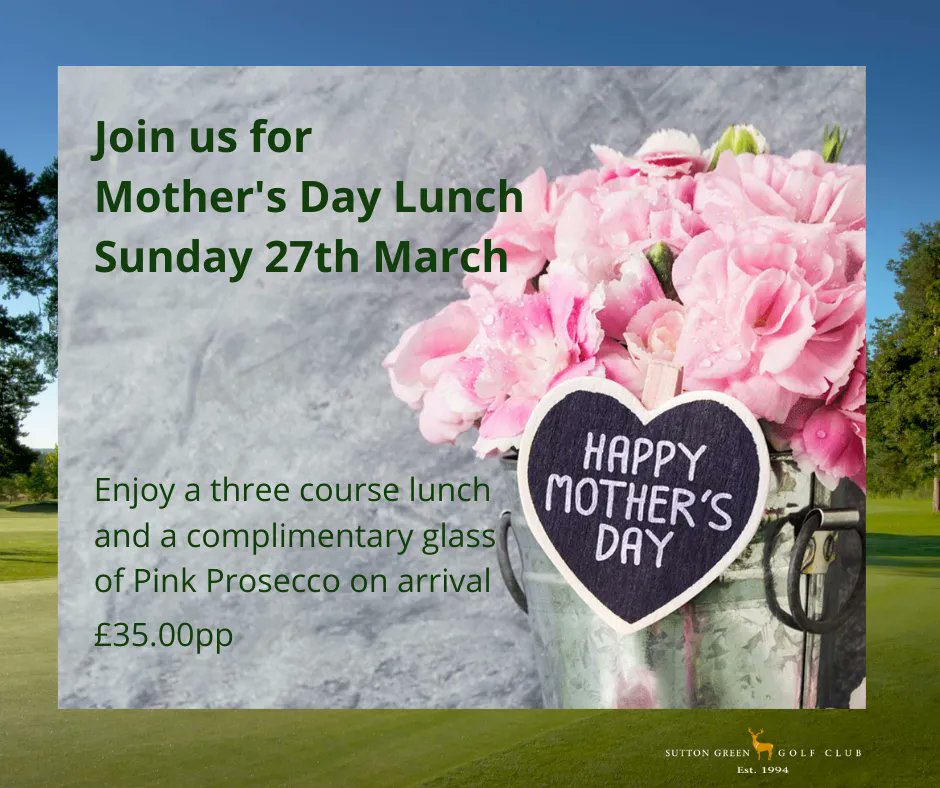 What have you got planned for #MothersDay2022? How about a delicious lunch in the picturesque surroundings of our Surrey Golf Club? We have a delicious three-course menu which includes a complimentary glass of Pink Prosecco on arrival! Full details here >> buff.ly/2G920AO