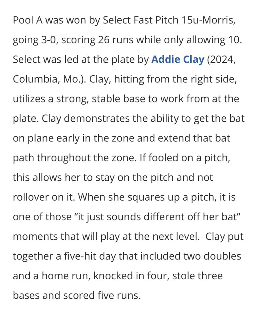 Select Fastpitch 16U Morris tweet media