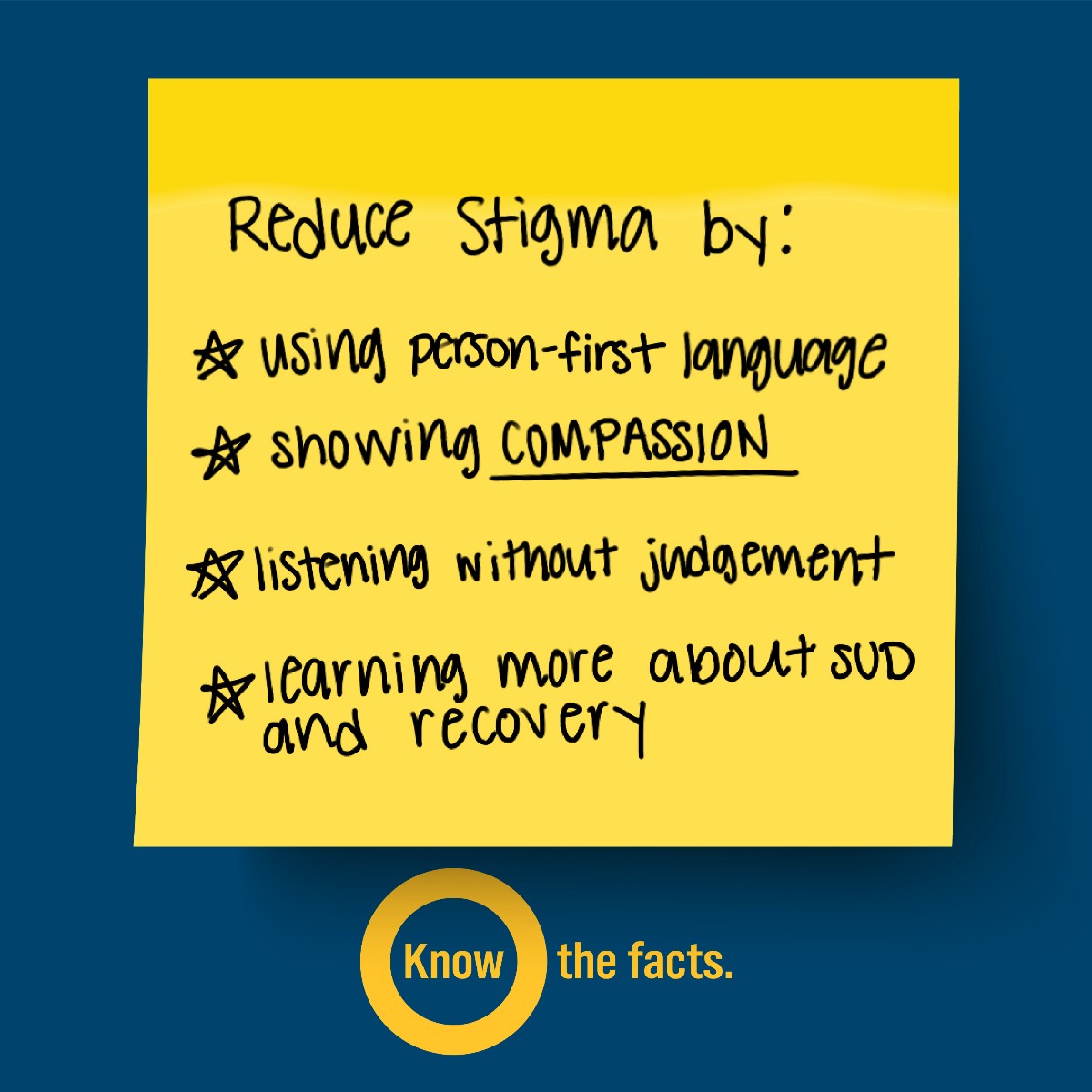 Consider this a friendly reminder to think about how we can reduce stigma around substance use disorder. By taking these small steps, we can make a big difference in our neighbor’s lives.