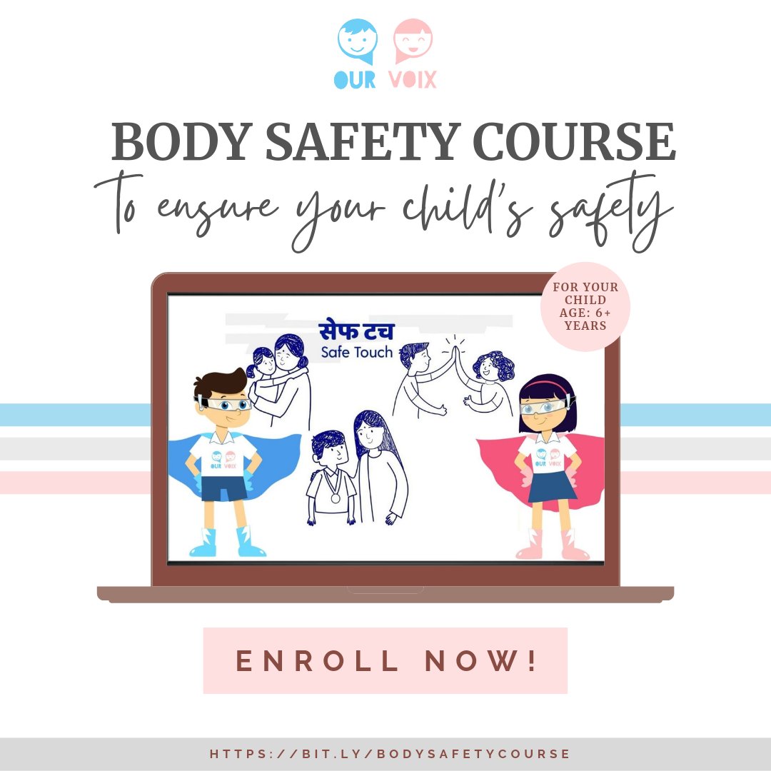 ourvoix's tweet photo. A course to help parent's start the talk with their children about body safety. Child Sexual Abuse is a scary thing but talking about it should not be. The course covers the message with children in a child-friendly manner. 

Head to the link to know more: https://t.co/hlCwriLa5k https://t.co/9zaGaZU6U4