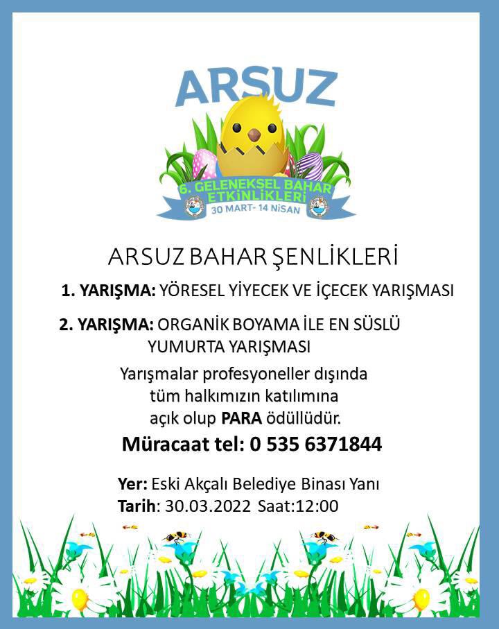 arsuz_chp's tweet photo. Arsuz Bahar Şenlikleri kapmasında yarışmalarımıza herkes katılabilir. https://t.co/XuKNuZXX9K