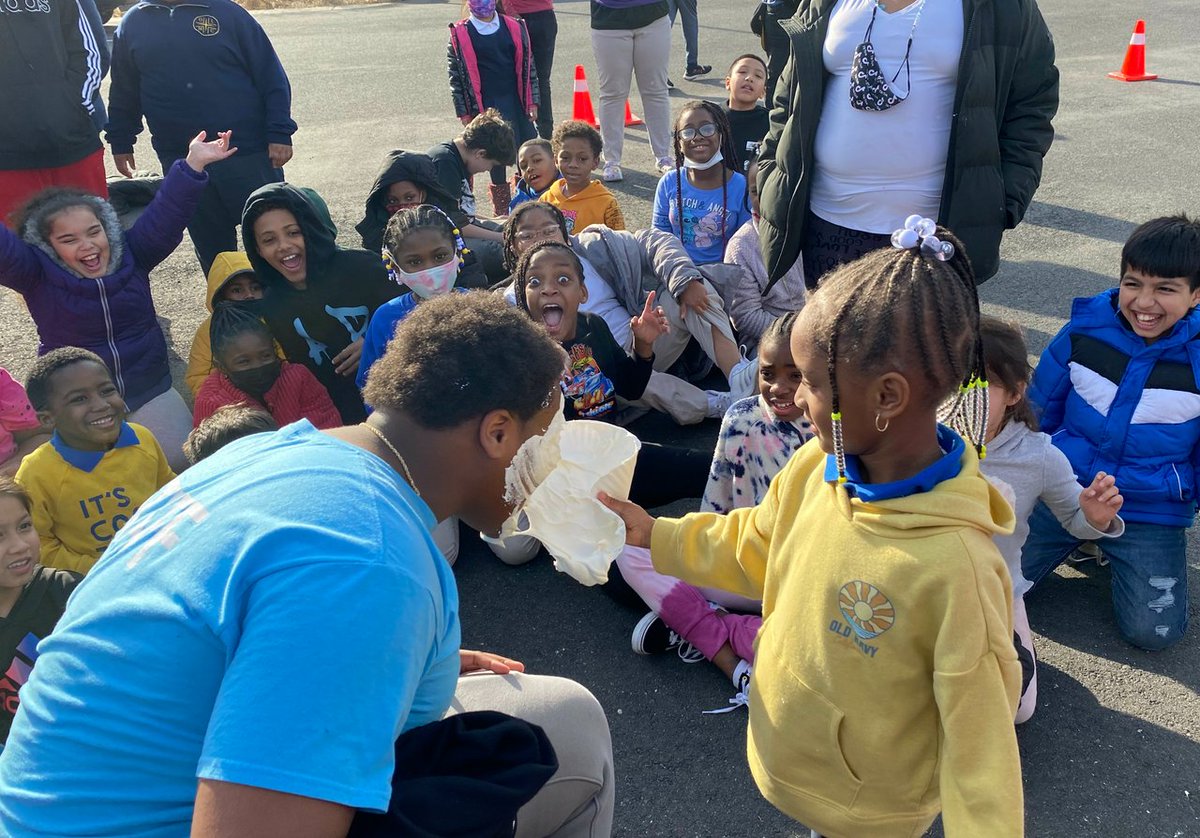 BGCMonmouth's tweet photo. How did we celebrate Pi Day? With a pie to the face, of course! Club members with the most points for attendance and homework earned the right to pie our staff! #lookattheirfaces #goodsports https://t.co/D5gCqPkg2I