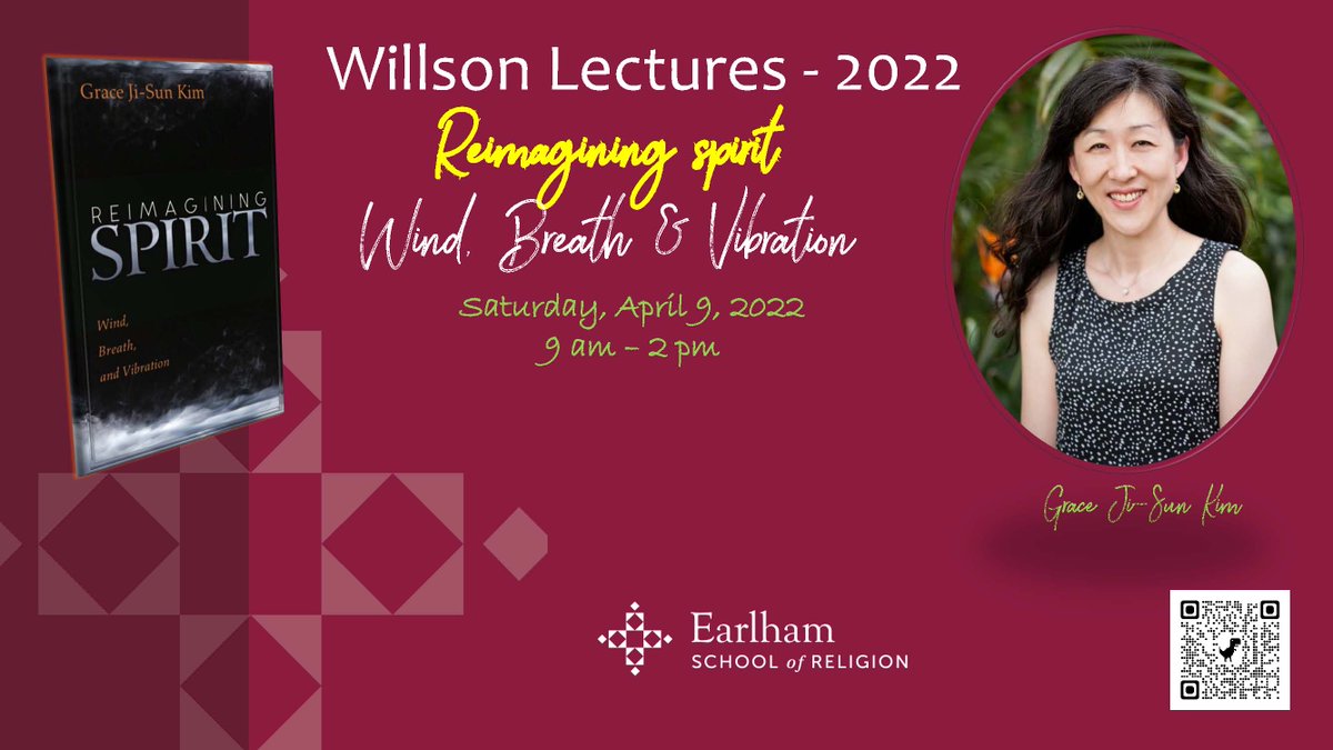 The Spirit presents itself to many as an enigma. Its existence is mysterious and complex, generating misunderstandings and unawareness of its true purpose. This year's Willson Lectures features <a href="/Gracejisunkim/">Grace Ji-Sun Kim</a>. April 9, from 9am - 1pm. Register here esr.earlham.edu/event/wilson-l…