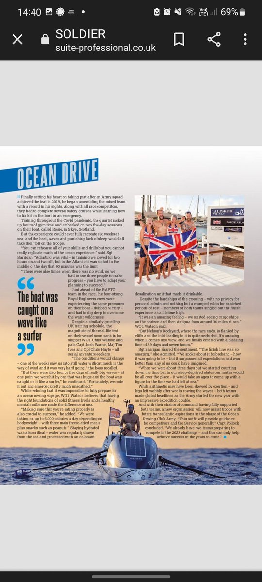 Salty Sappers (@saltysappers) on Twitter photo Check out the new edition of <a href="/soldiermagazine/">Soldier Magazine</a> for a final summary of the <a href="/SaltySappers/">Salty Sappers</a> and <a href="/ForceAtlantic/">Force Atlantic</a> Atlantic adventure.
<a href="/ACampaigns/">Atlantic Campaigns</a>
<a href="/Proud_Sappers/">Corps of Royal Engineers</a>
<a href="/RAPTC_Official/">Royal Army Physical Training Corps</a>
#FollowtheSapper (literally)
#3000miles Check out the new edition of <a href="/soldiermagazine/">Soldier Magazine</a> for a final summary of the <a href="/SaltySappers/">Salty Sappers</a> and <a href="/ForceAtlantic/">Force Atlantic</a> Atlantic adventure.
<a href="/ACampaigns/">Atlantic Campaigns</a>
<a href="/Proud_Sappers/">Corps of Royal Engineers</a>
<a href="/RAPTC_Official/">Royal Army Physical Training Corps</a>
#FollowtheSapper (literally)
#3000miles