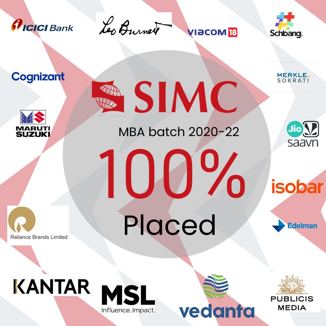 SIMC_Pune's tweet photo. We are elated to share the news that 100% of the batch 2020-22 has been placed in esteemed organizations, setting a benchmark for the years to come. This was achieved due to the combined efforts of the Faculty, Placement cell, students and supporting staff.
#Symbiosis #SIMCPune https://t.co/tVQ1Cs8S7J