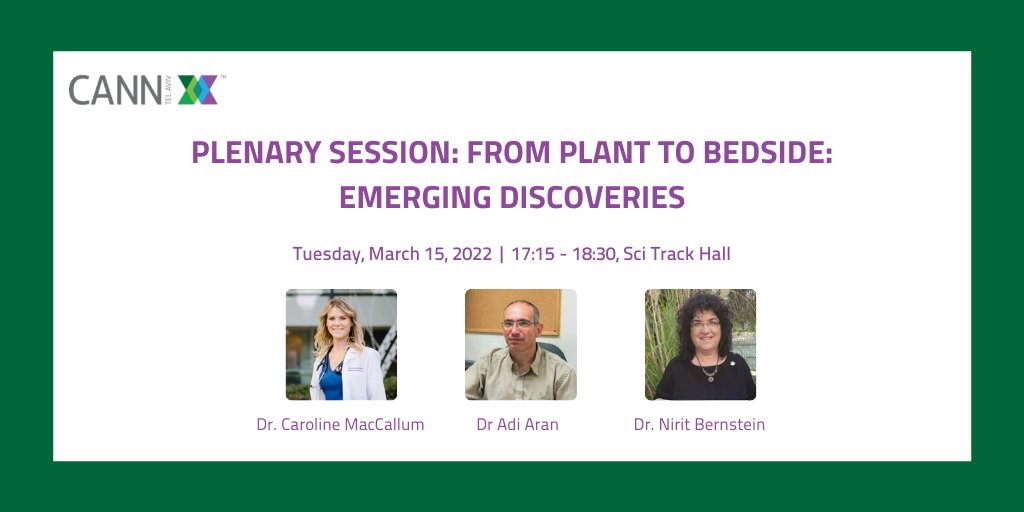 Join us for one last outstanding second #plenary session presented by leading representatives!📆17:15 - 18:30, Sci Track Hall  
✅Chair: Dr. Nirit Bernstein
✅"From plant to bedside: Emerging discoveries"
#cannabisevents #thc #cbd #cannabisnews #cannabisbusiness #cannabisresearch