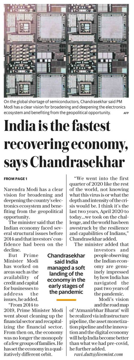 inregistry's tweet photo. Indian Government under the leadership of honourable PM @narendramodi ji has not only managed Covid Pandemic effectively but put the Indian economy back on recovery and progress at a pace unparalleled in the world
#ElectronicsEcosystem #IndianEconomy
@Rajeev_GoI @AshwiniVaishnaw https://t.co/3bBsnxhiq6