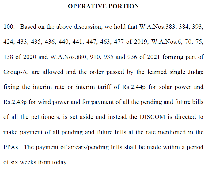 Mudit_RE's tweet photo. Finally finally.

Andhra Pradesh High Court upheld the sanctity of the contract and ordered DISCOM to honour the same. Most importantly, High Court ordered DISCOM to clear arrears in six weeks. Many renewable projects would come out of NPA classification now after a long wait https://t.co/JVb2gomrbE