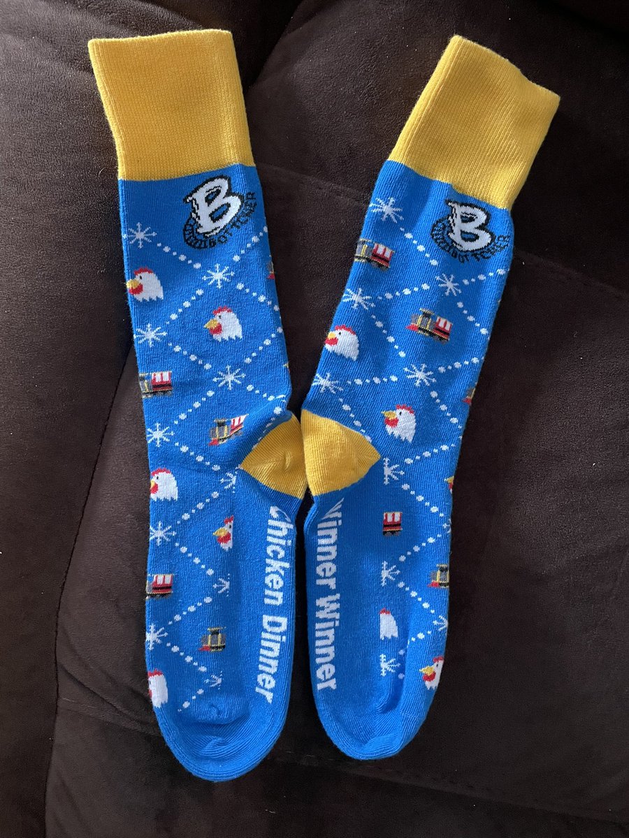 Winner Winner Chicken Dinner. I scored a cool pair of the famous <a href="/TeamBottcher/">Team Bottcher</a> <a href="/Alberta_Chicken/">Alberta Chicken Producers</a> socks. Thanks guys, I’ll wear them with pride. Good luck on the rest of the season. #keeprolling🚂🚂