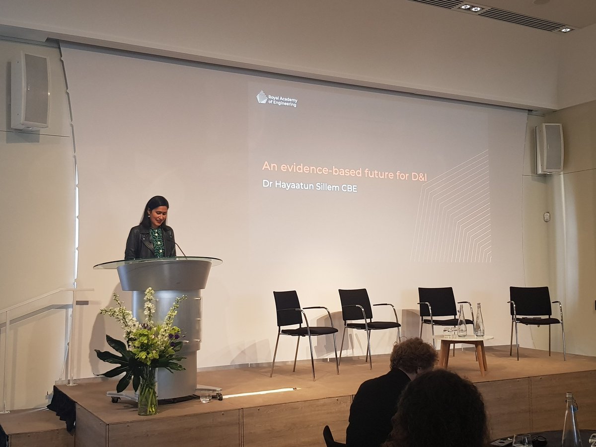RAEngNews's tweet photo. An evidence-based future for D&amp;I - final remarks from Academy CEO Dr Hayaatun Sillem at our D&amp;I conference today. Here, she discusses the #HamiltonCommission, Academy plans for the future and the vision the Academy seeks to achieve. #EngDiversity https://t.co/l5JyY3hHre
