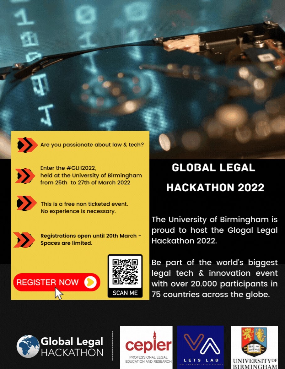 🖥️ The Global Legal Hackathon 2022, the world’s biggest legal tech event is returning for its fourth year 🕐 25th-27th March The Hackathon is free to attend but prior registration is required, and spaces are limited. 🎫Register here: forms.office.com/r/Hi0YxXiszh #GLH2022
