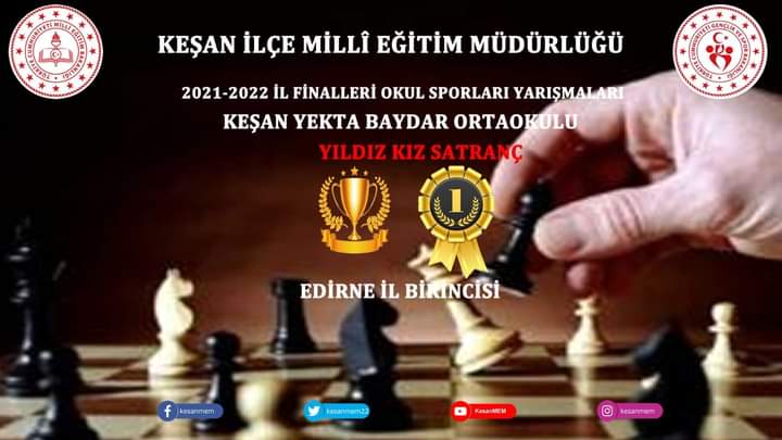 kesanmem22's tweet photo. Okul Sporları Yıldız Kızlar Satranç'ta  Balıkesir İlinde Bölge Yarışmalarında Edirne İlimizi Temsil Edecek Keşan Yekta Baydar  Ortaokulumuza Başarılar Dileriz. @tcmeb @edirne_valiligi @Edirne_MEM @Dr_Onderarpaci @gencliksporbak @saz_ilhan @YektaKesan https://t.co/KdMDxqhDWV