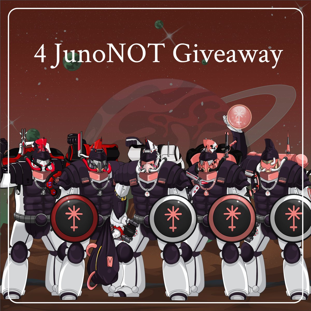 TPKnfts's tweet photo. #NOTs is the fusion of #NFTs and Staking in #Cosmos.

To celebrate our record 90 second collection sell out, we are giving away 4 #JunoNOTs! One a day through Friday.

Open to everyone.  Retweet and reply why you love $JUNO. https://t.co/BvC9xUISzs