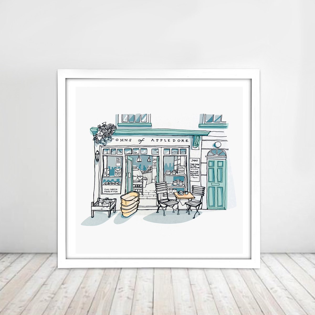 ShuteRachel's tweet photo. A selection of my coastal inspired illustrations are currently displayed and available to purchase as large framed artprints 45 cm x 45 cm in- store at the fabulous @JohnsDeliDevon #instow and #appledore #perfectgiftidea #northdevoncoast https://t.co/f1AEYmha6d