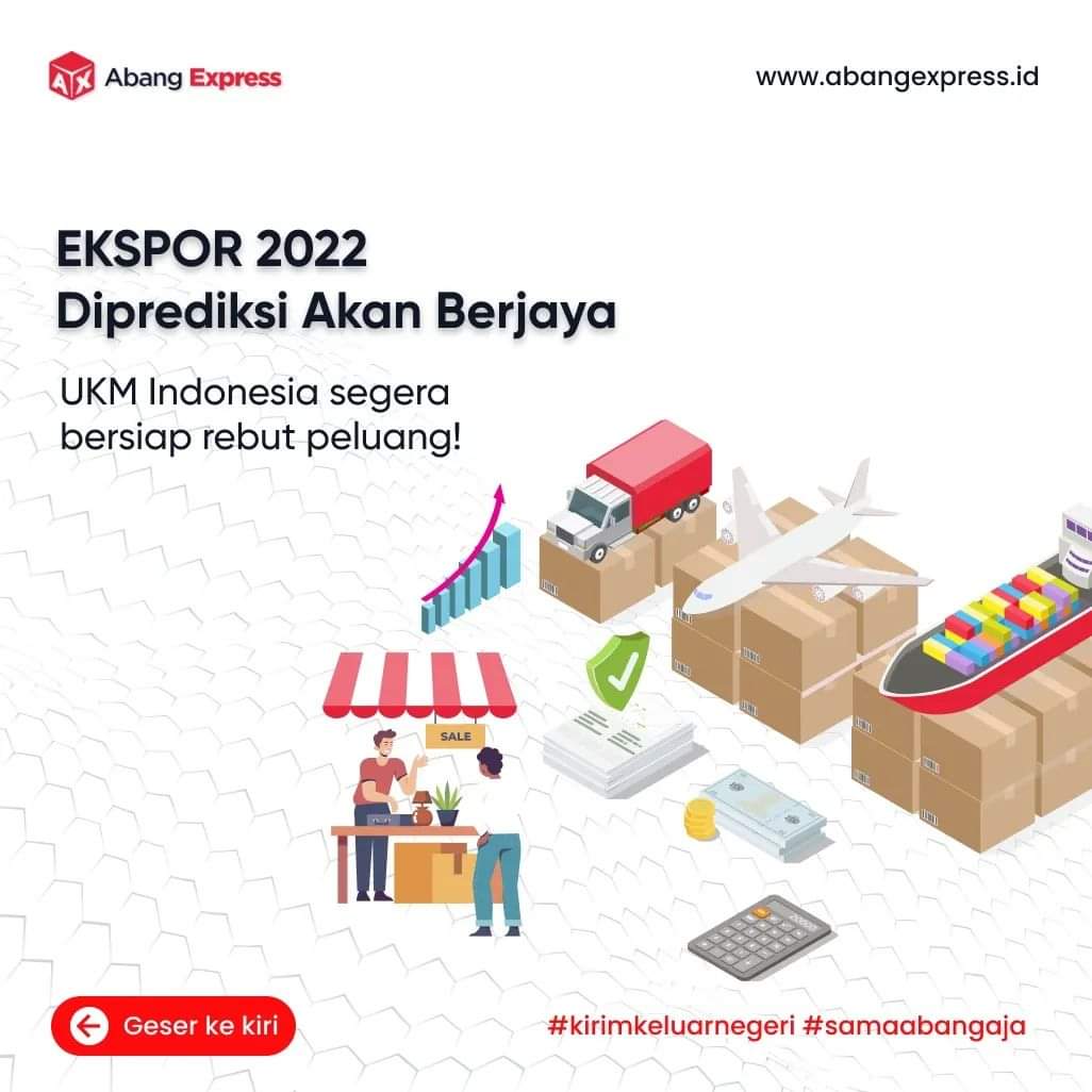 Agenabangexpres's tweet photo. Hallo #sohibabang 
Udah siap untuk meningkatkan pendapatan melalui Expor di tahun 2022 ini?

Nih Abang kasih tau point point apa yang akan membuat Expor di 2022 in makin meningkat. Geser slidenya biar sohib semua bisa pelajarin dan makin yakin. https://t.co/3OylEad786