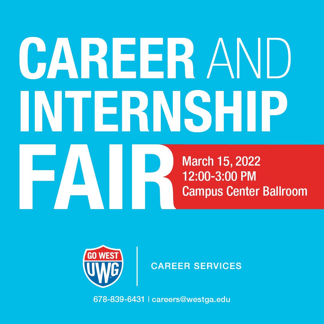 UWGCareer's tweet photo. 41 employers attending the Career and Internship Fair means this is an event you won’t want to miss! Be sure you’re there to land your next big career opportunity. To see all employers attending: https://t.co/1KtJa5ZTWy #uwg #careerservices #gowest https://t.co/14z0uoVvjj