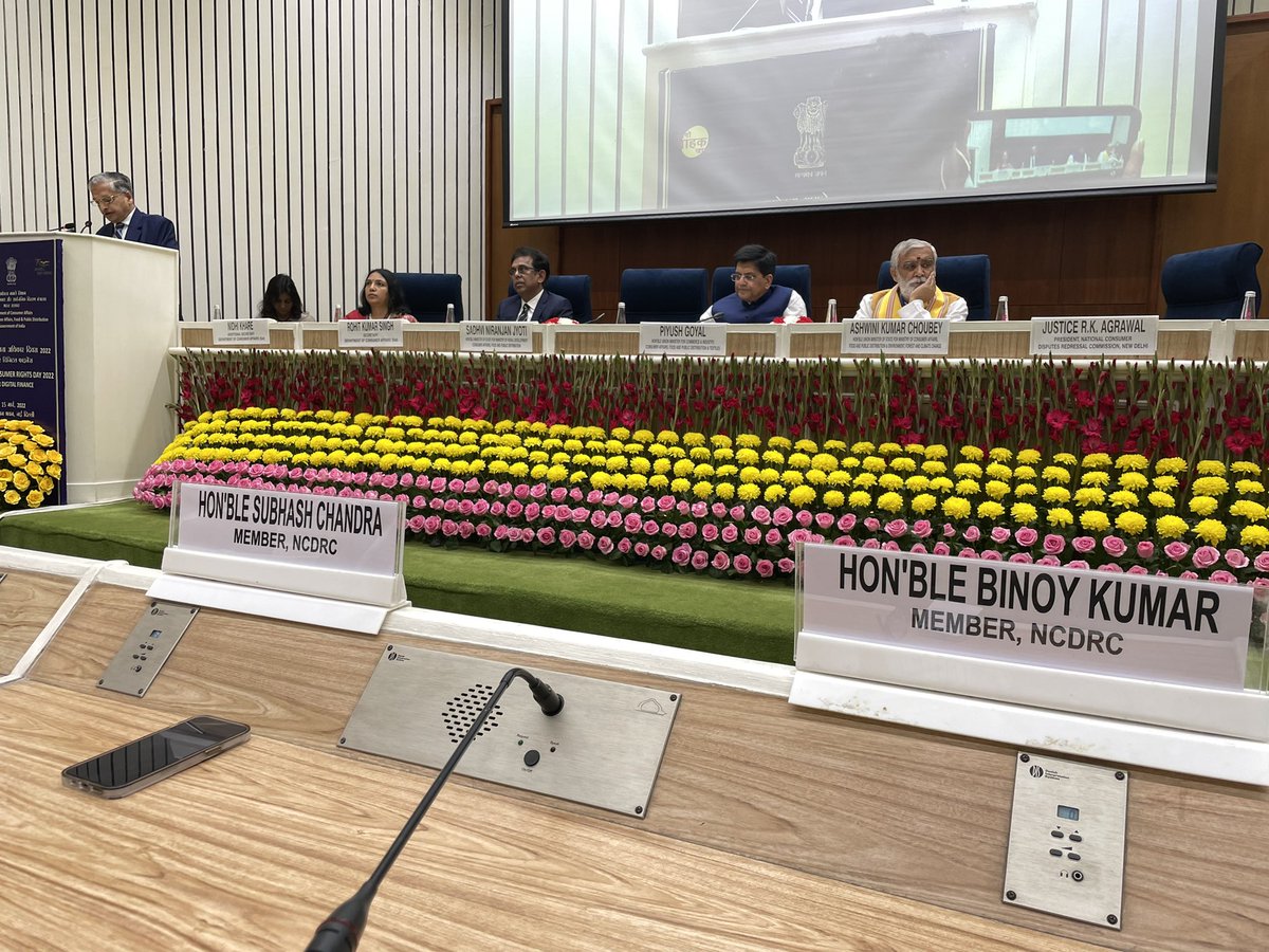 binoykumar83's tweet photo. Privileged to be a part of well organised #WorldConsumerRightsDay celebration with the topical theme of #FairDigitalFinance. The various consumer disputes redressal fora will need to gear up to play a meaningful role in this regard @jagograhakjago @PiyushGoyal @NandanNilekani https://t.co/UbyBMHzS4E