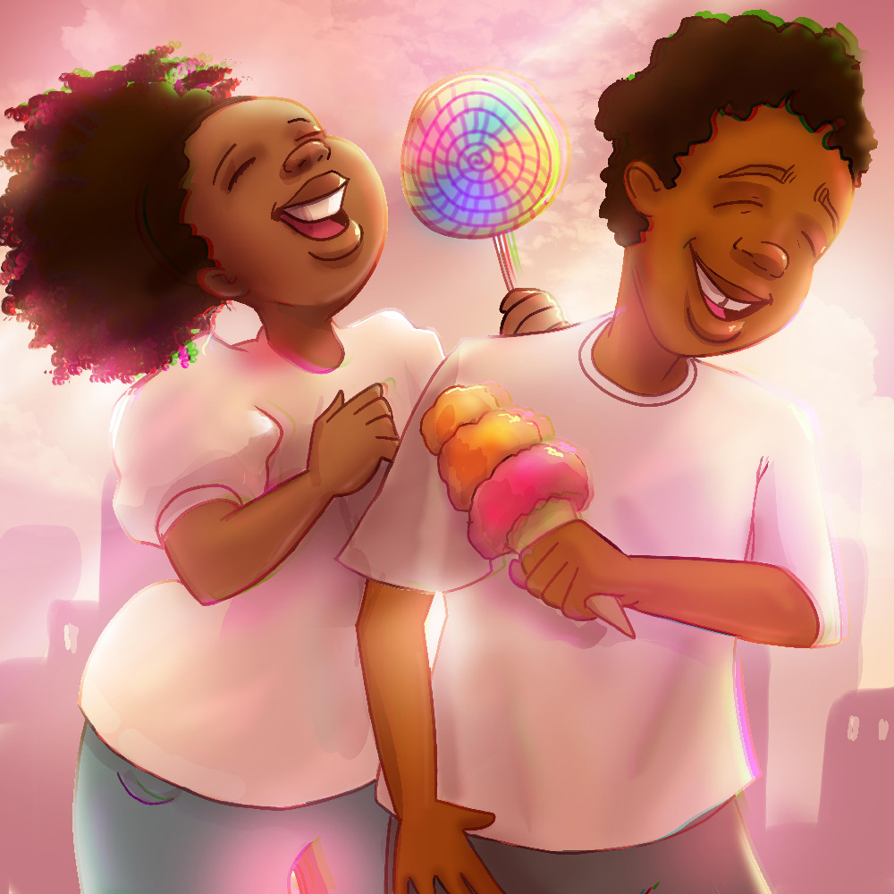 My work supports Black creators who to seek engender a sophisticated, positive connection to Blackness for children using a visual discussion crafted by me. My goal is to have my name synonymous with Black joy and Black freedom and inspire  the same sentiments in other creators.